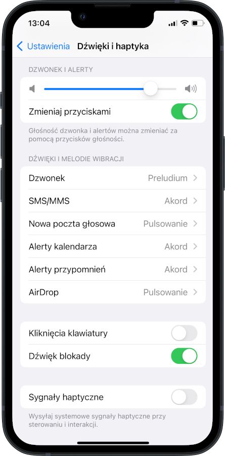 iPhone ustawianie dzwonka